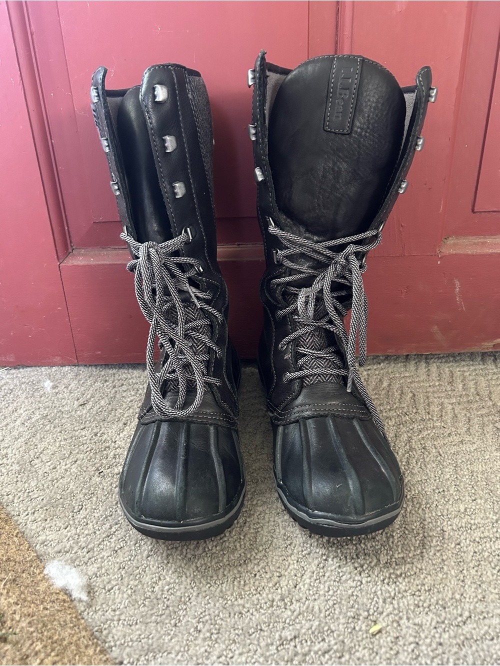 L.L. Bean Black Lace-Up Duck Boots